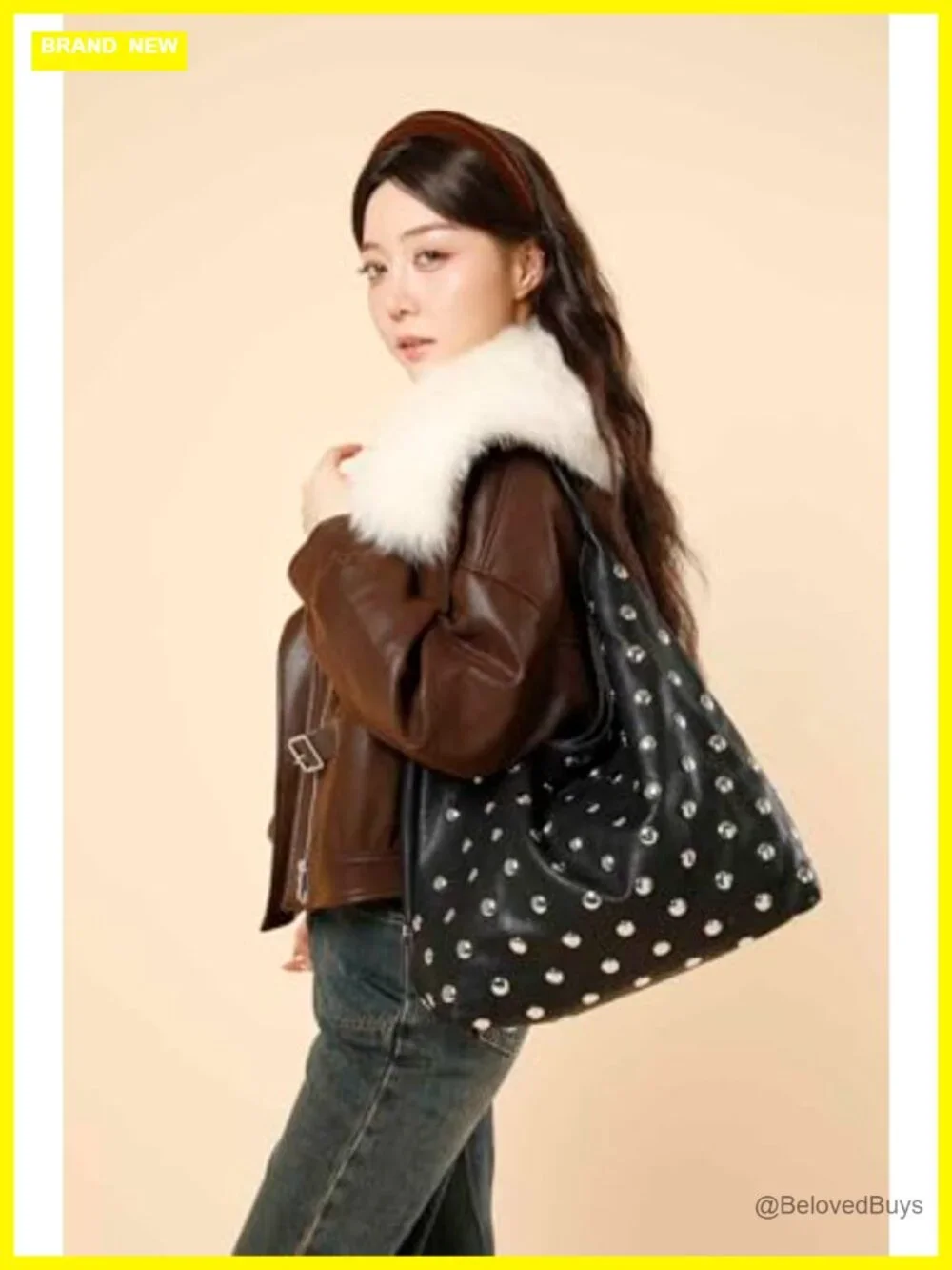 Studded Hobo Purse Vegan Leather Tote Bag Shoulder Bag Punk Handbag